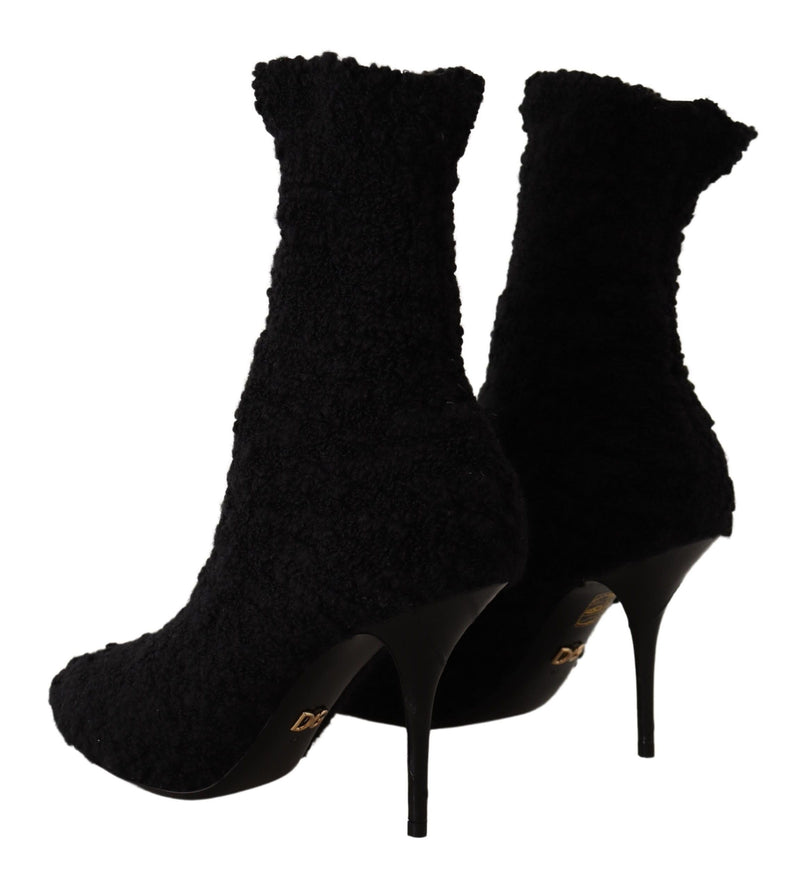 Black Stiletto Heels Mid Calf Women Boots