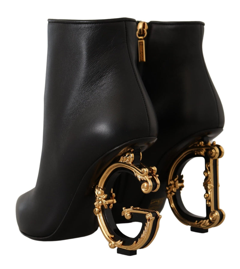 Black Leather Devotion DG Logo Heels Boots