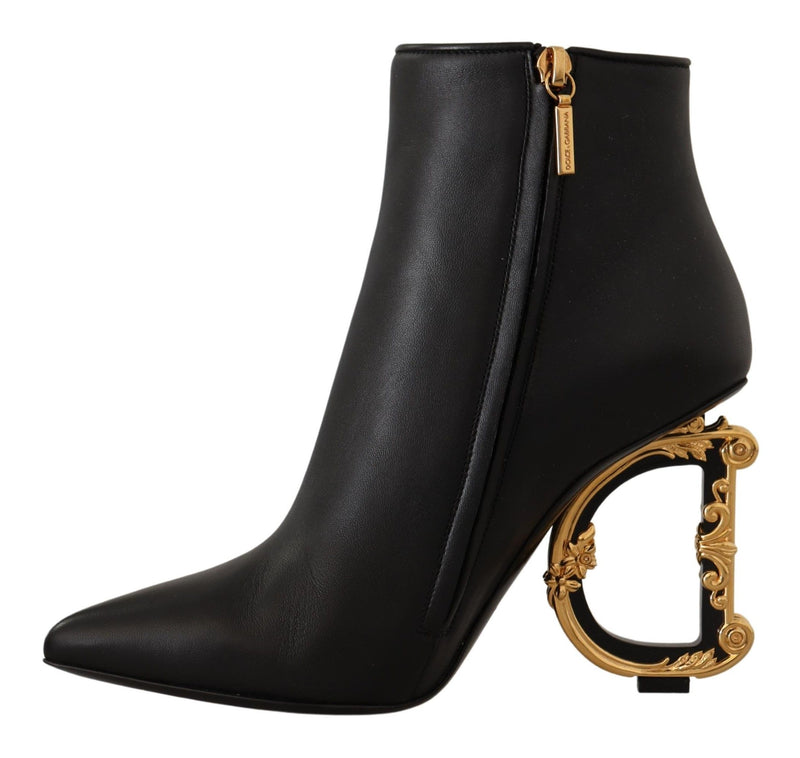 Black Leather Devotion DG Logo Heels Boots