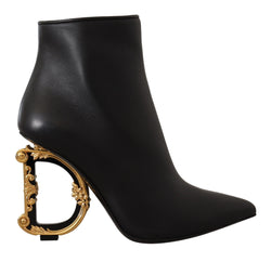 Black Leather Devotion DG Logo Heels Boots