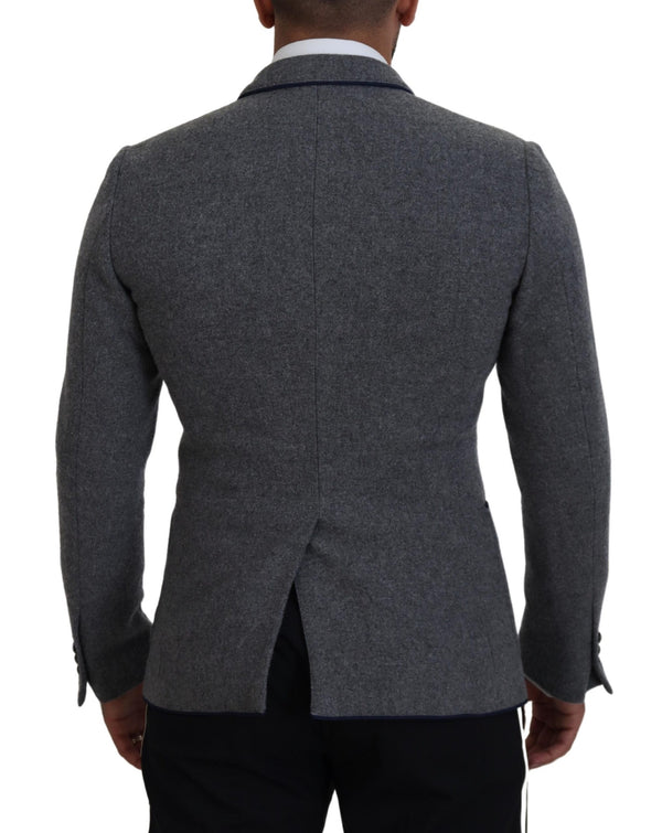 Gray Wool Roses Slim Fit Jacket Blazer