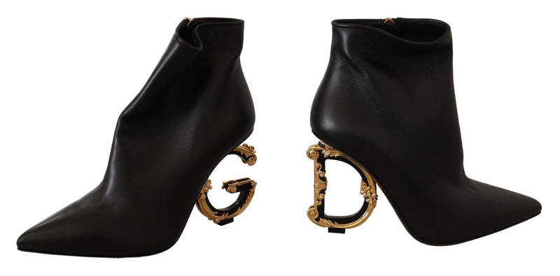 Black Leather Devotion DG Logo Heels Boots