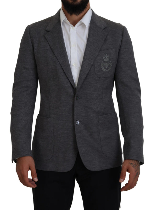 Gray Wool Stretch Slim Fit Jacket Blazer