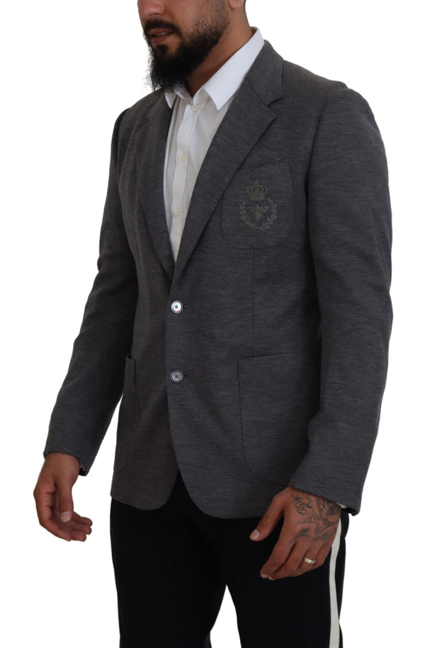 Gray Wool Stretch Slim Fit Jacket Blazer