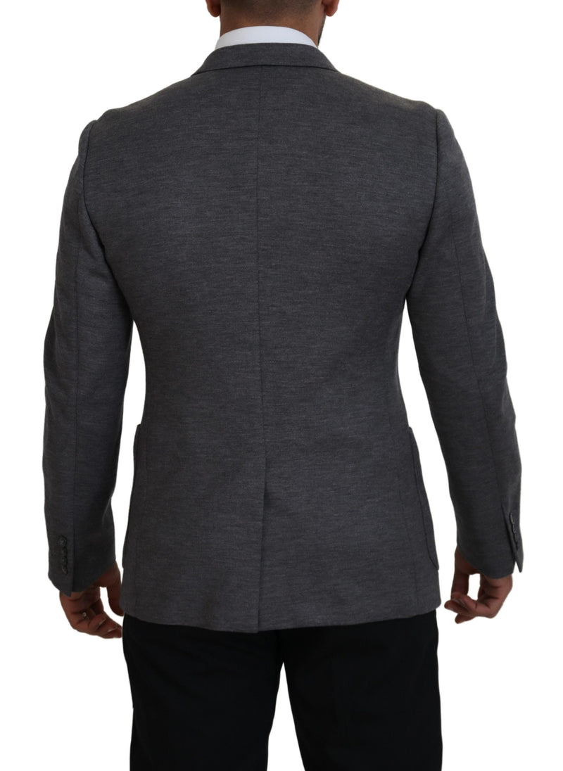 Gray Wool Stretch Slim Fit Jacket Blazer