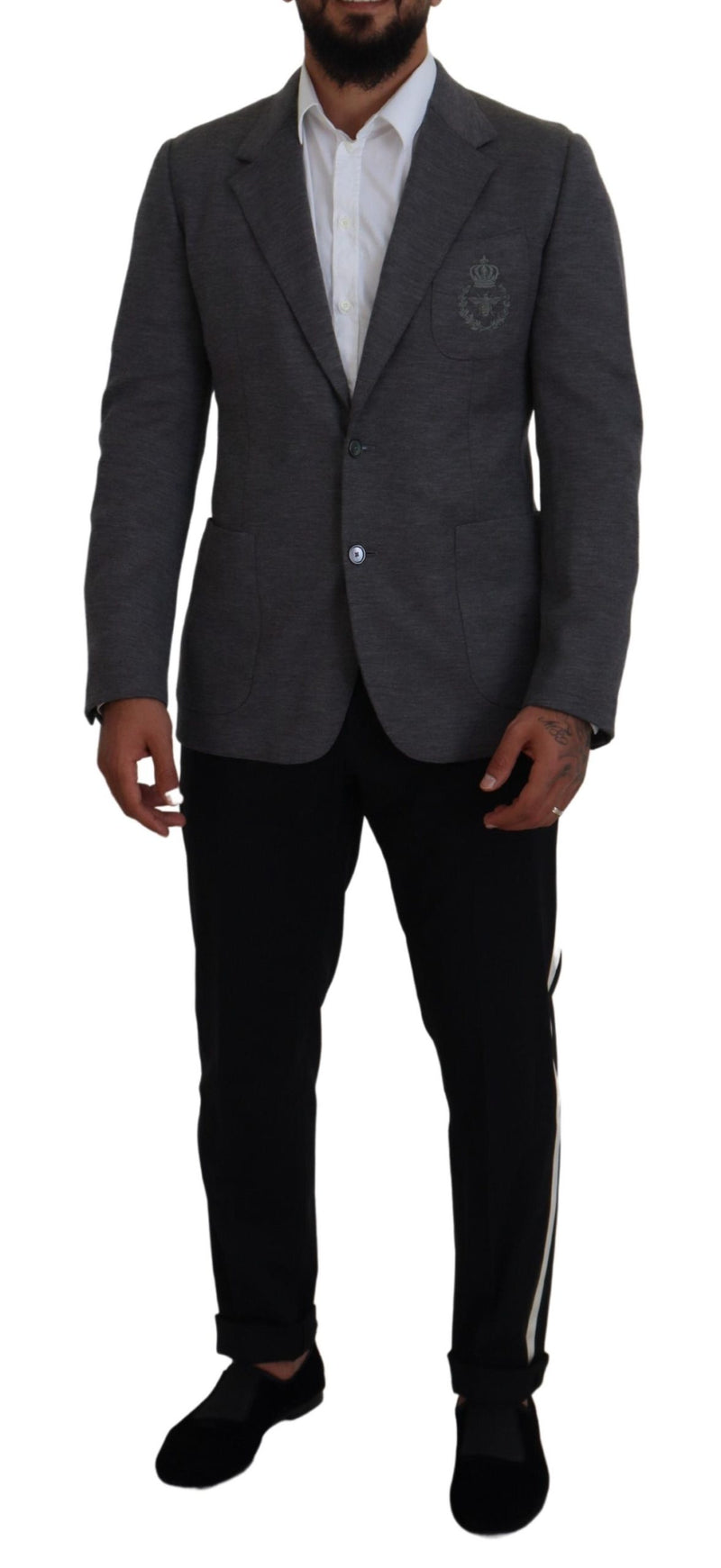 Gray Wool Stretch Slim Fit Jacket Blazer