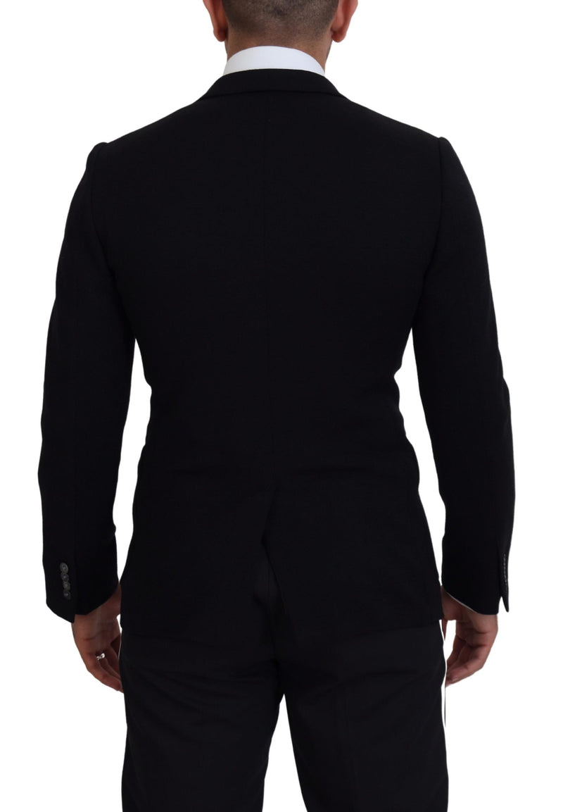 Black Wool Crown Slim Fit Jacket Blazer