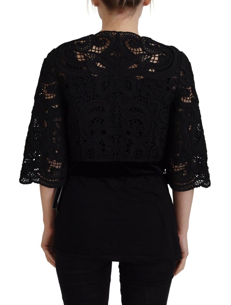 Black Lace Short Sleeves Cardigan Jacket