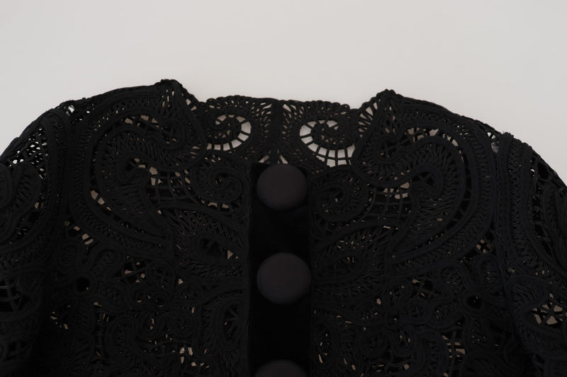 Black Lace Short Sleeves Cardigan Jacket