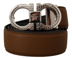 Brown and Black Calf Leather Reversible Belt