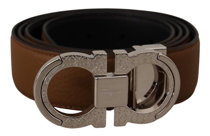 Brown and Black Calf Leather Reversible Belt