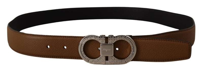 Brown and Black Calf Leather Reversible Belt