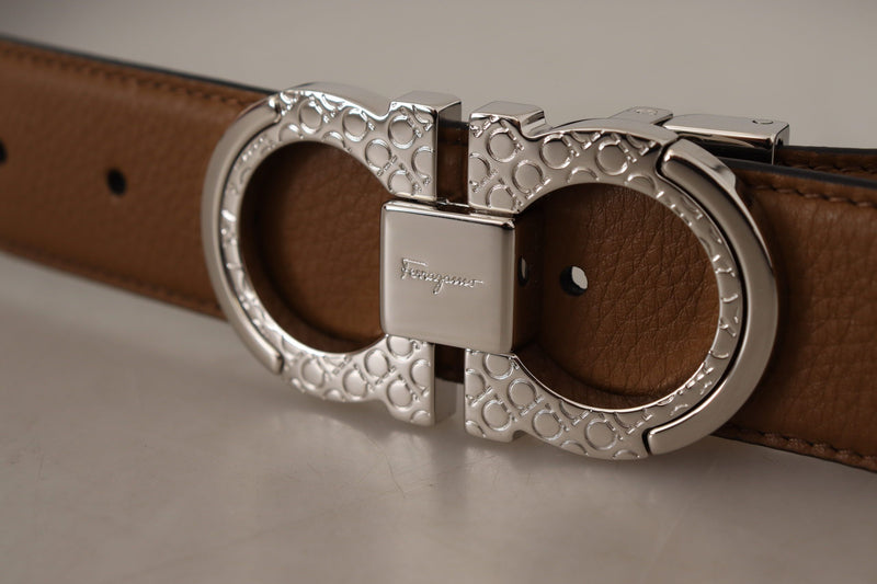 Brown and Black Calf Leather Reversible Belt