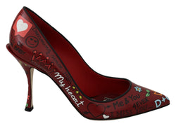 Red Leather Sicily Print Heels Pumps Shoes