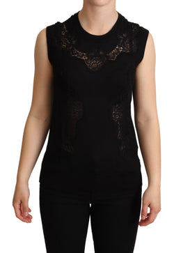 Black Cashmere Silk Cutout Tank Top