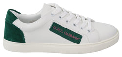 White Green Leather Casual Sneakers Shoes