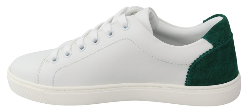 White Green Leather Casual Sneakers Shoes