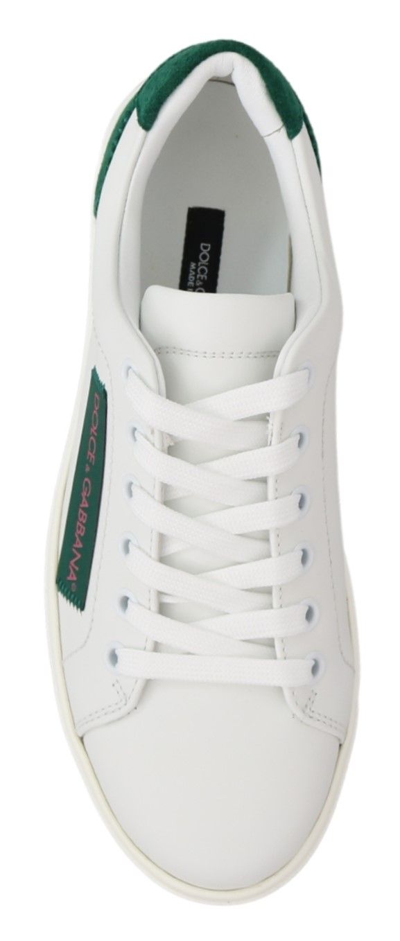 White Green Leather Casual Sneakers Shoes