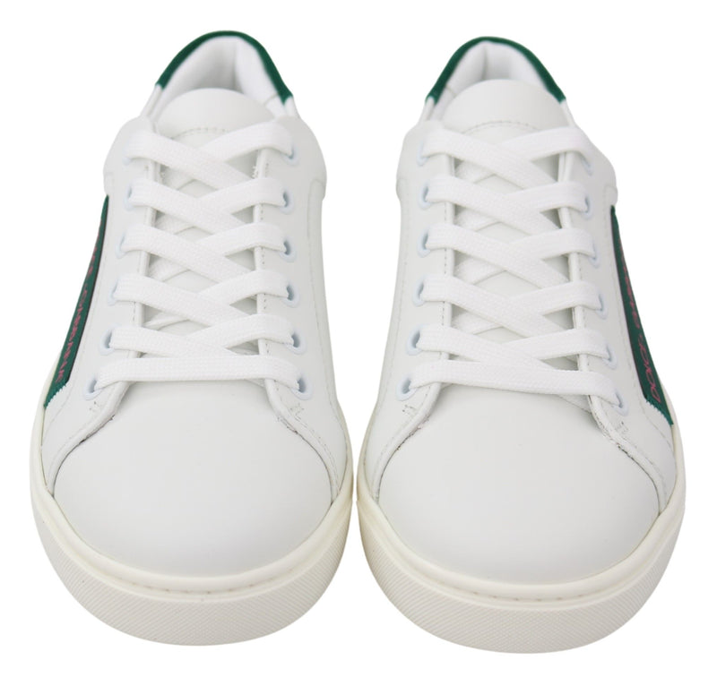 White Green Leather Casual Sneakers Shoes