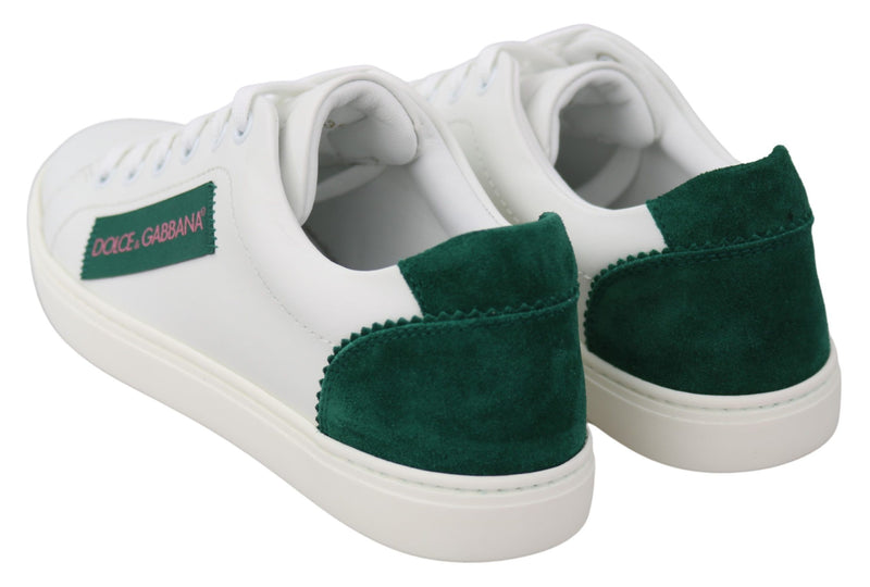 White Green Leather Casual Sneakers Shoes