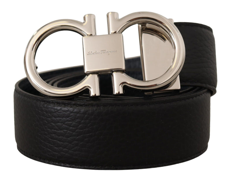 Black and Blue Calf Leather Reversible Belt