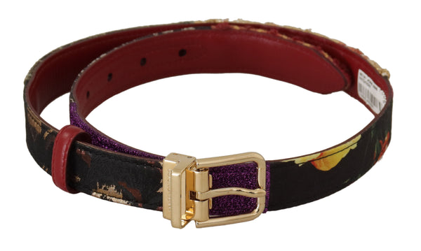 Multicolor Patchwork Leather Gold Metal Buckle Belt