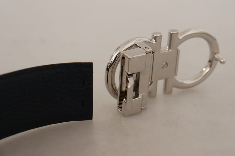 Black and Blue Calf Leather Reversible Belt