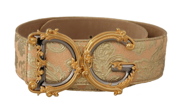 Gold Wide Waist Jacquard Baroque DG Logo Buckle Belt