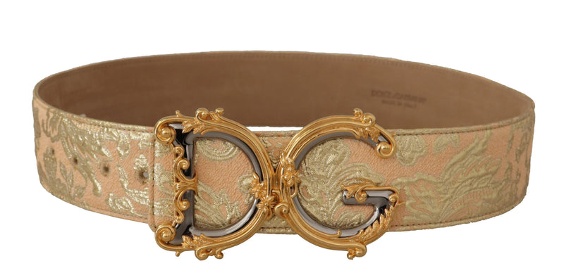 Gold Wide Waist Jacquard Baroque DG Logo Buckle Belt