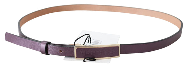 Gold Logo Buckle Waist Leather Skinny Belt