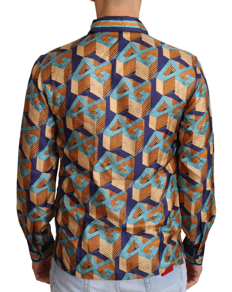 Multicolor DG Logo Silk Mens Top Shirt