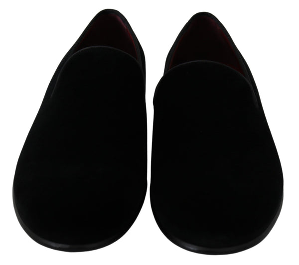 Black Velvet Flats Slipper Mens  Loafers Shoes