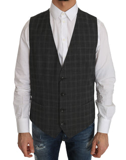 Gray Wool STAFF Checkered Stretch Vest