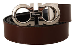 Brown and Black Calf Leather Reversible Belt