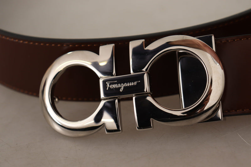 Brown and Black Calf Leather Reversible Belt