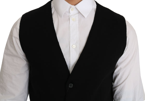 Black Cotton Dress Woven Waistcoat