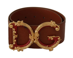 Brown Wide Waist Leather DG Logo Baroque Buckle Belt