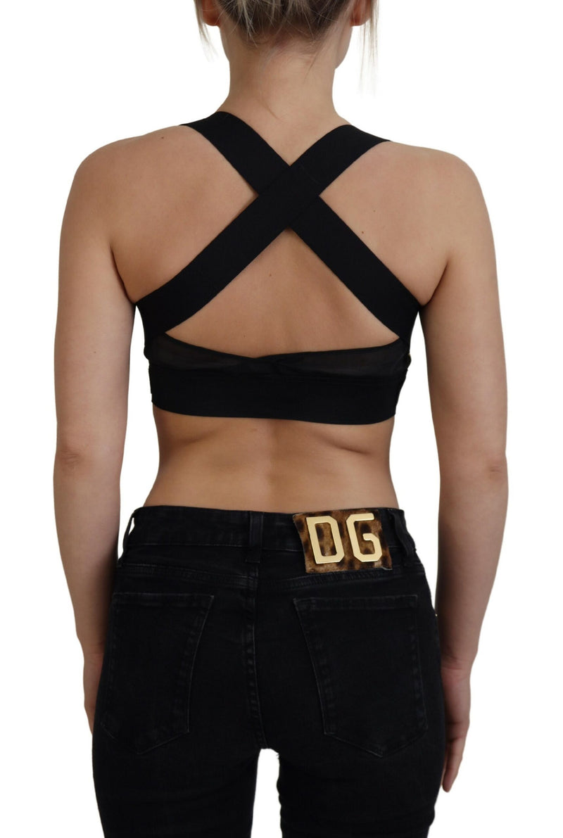 Black Gold Sleeveless Cropped Bustier Top