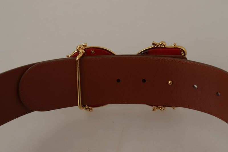 Brown Wide Waist Leather DG Logo Baroque Buckle Belt