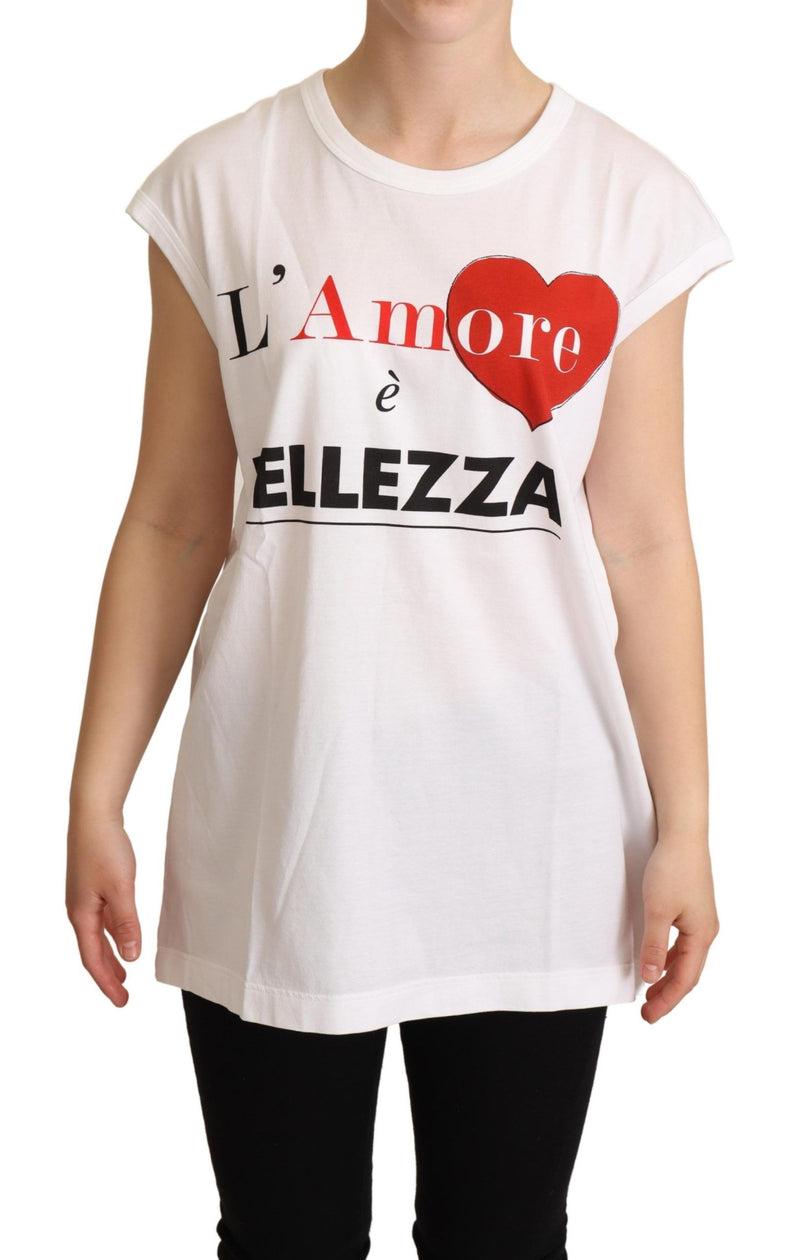 White L'AMORE Cotton Tank Top T-shirt