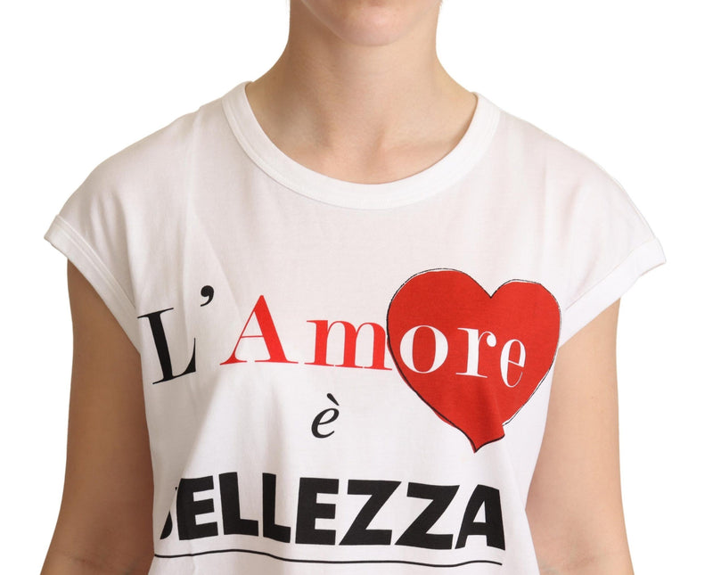 White L'AMORE Cotton Tank Top T-shirt