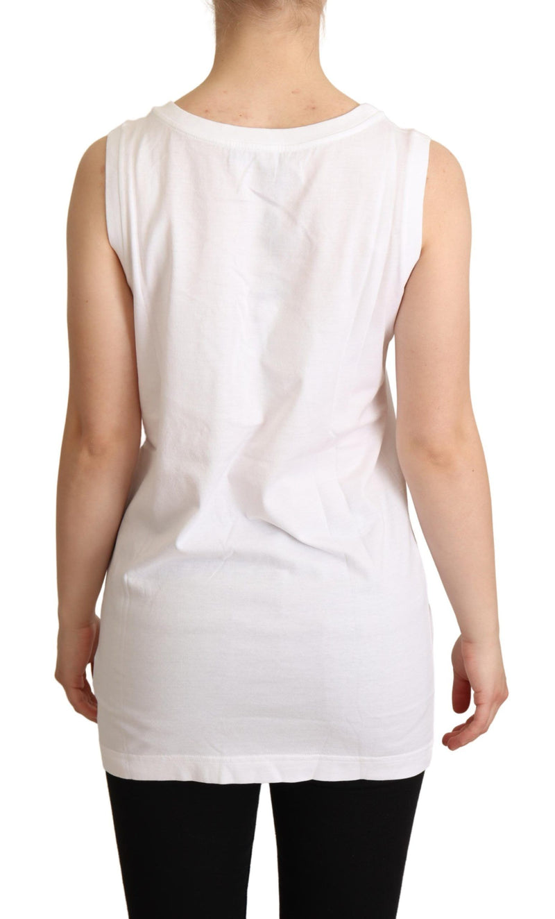 White La Moda Crystal Tank Top T-shirt