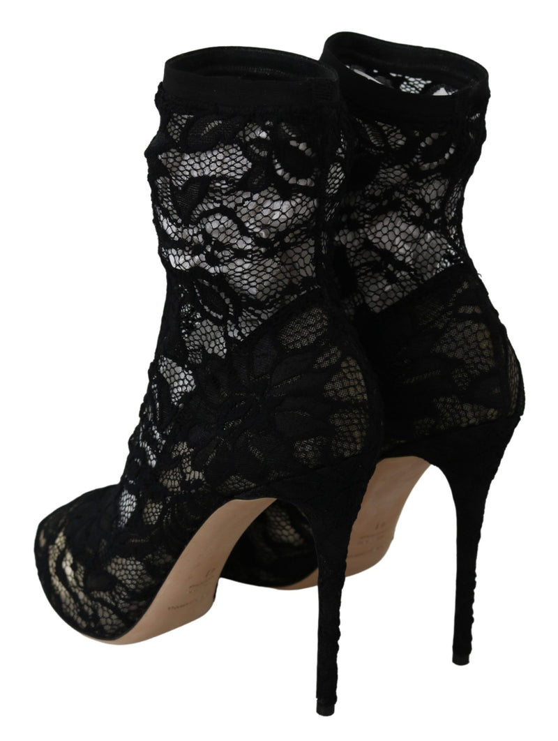 Black Taormina Lace Socks Boots Shoes Pumps