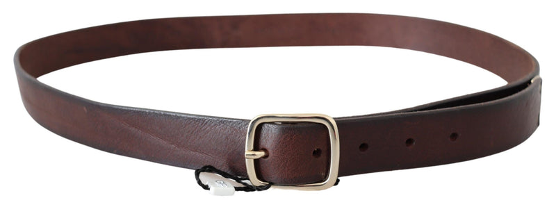 Brown Vintage Leather Gold Metal Buckle Belt