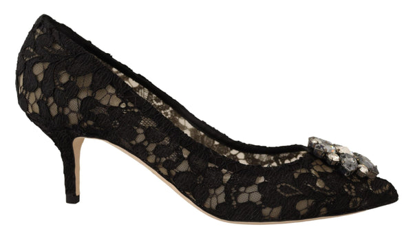 Black Lace Crystals Bellucci Pumps Shoes