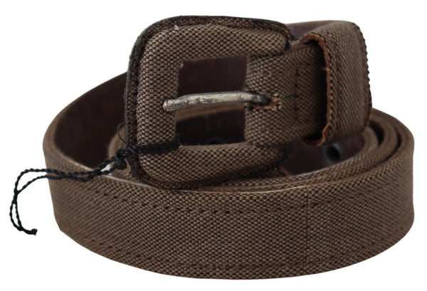 Brown Leather Logo Buckle Waist Belt