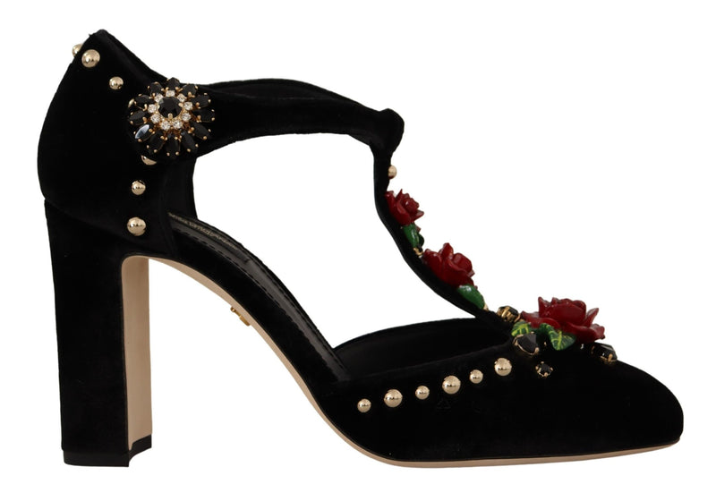 Black Pearl Crystal Vally Heels Sandals Shoes