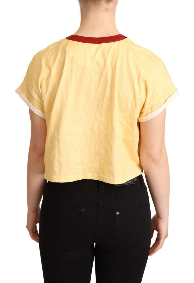 Yellow Print Cotton Cropped Top T-shirt