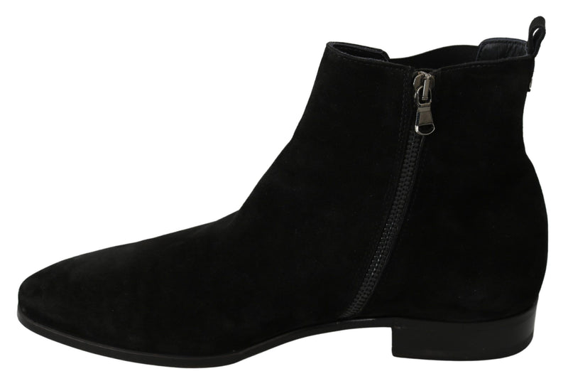 Black Suede Leather Chelsea Boots Shoes