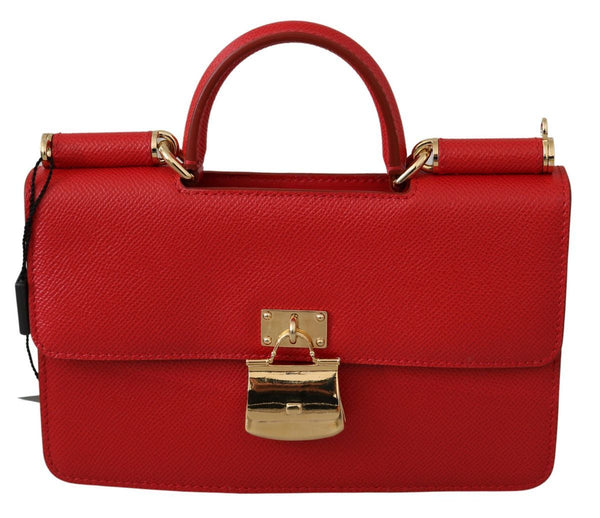 Red Gold Padlock Sling Phone Clutch Leather Sicily  Bag